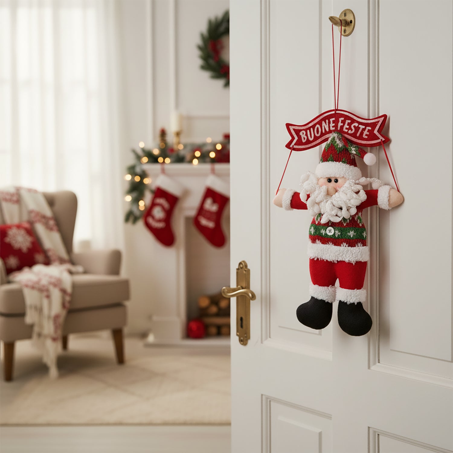 VESTIAMO CASA GRAN NATALE - Dietroporta Natalizio h38 cm